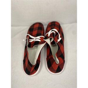 Red & Black Plaid Casual Lace-Up Shoes